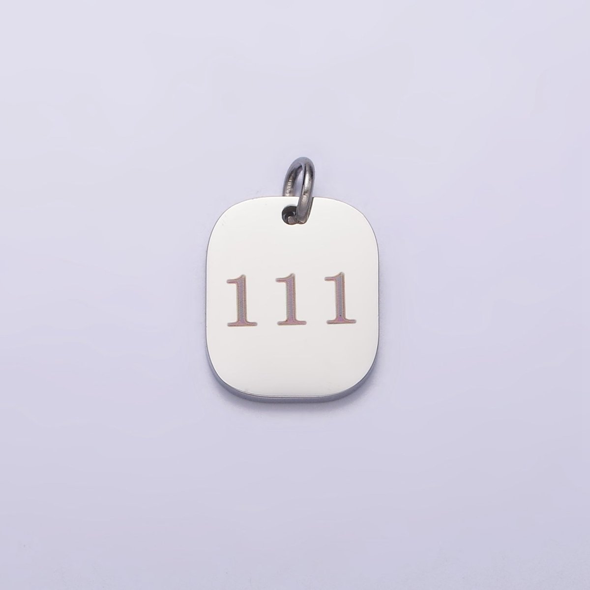 Stainless Steel Angel Number Numerology Engraved 14mm Silver Tag Charm P-579~P-587 - DLUXCA