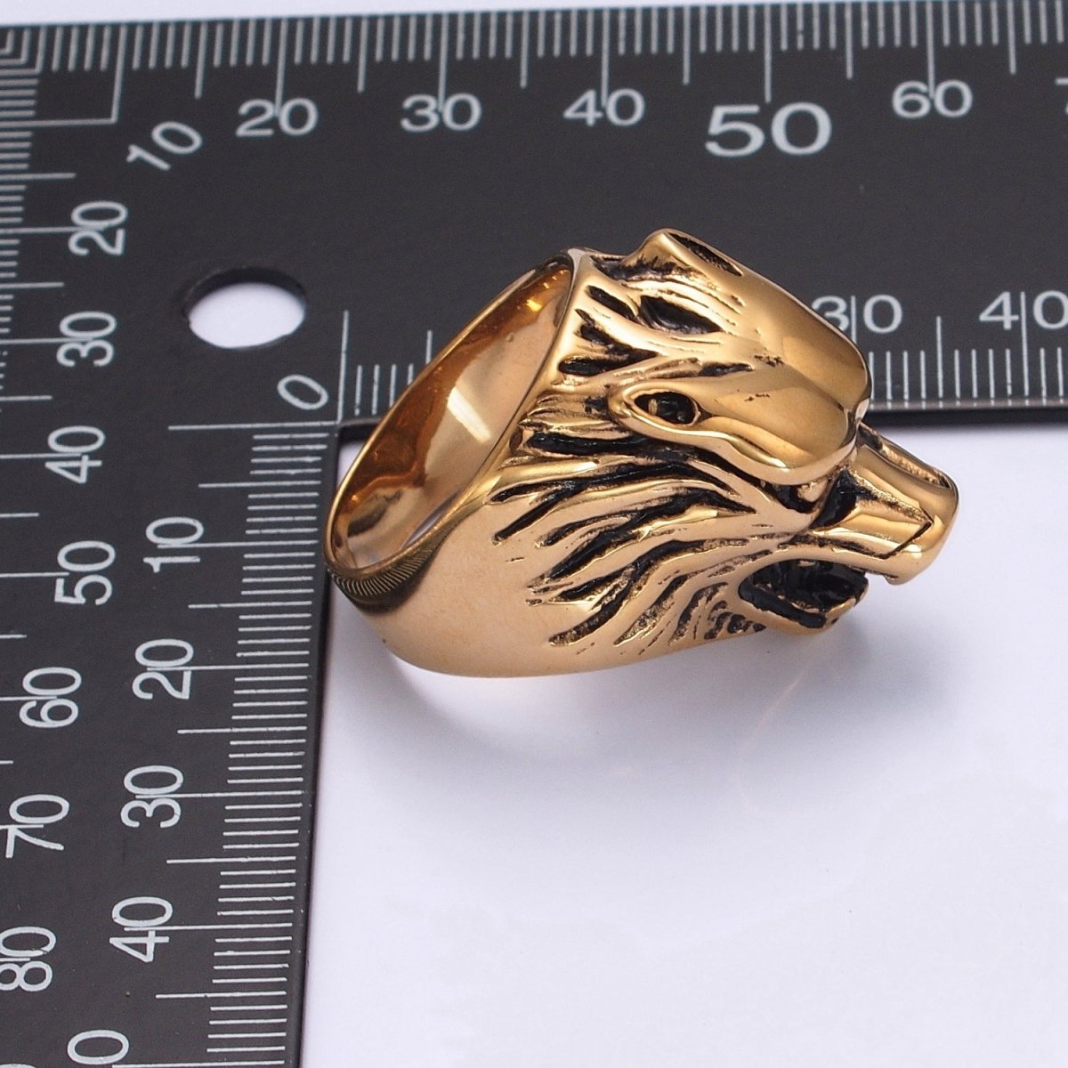 Stainless Steel Antique Gold Wolf Head Biker Ring for Men Jewelry S-012 S-013 - DLUXCA