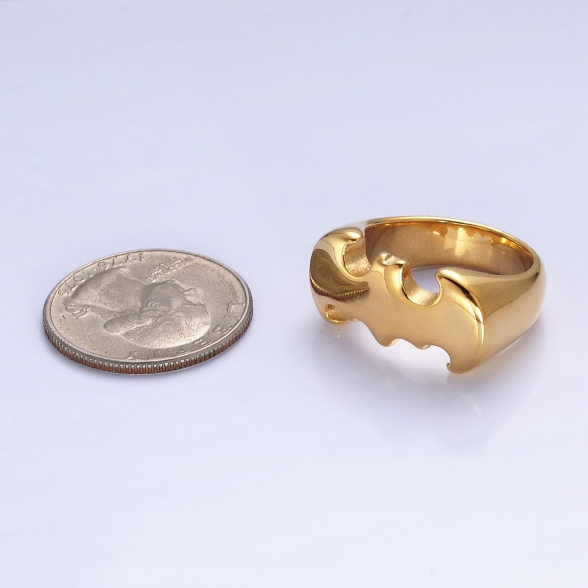 Stainless Steel Bat Animal Statement Ring in Silver & Gold | O-1855 O-1856 O-1857 O-1858 - DLUXCA