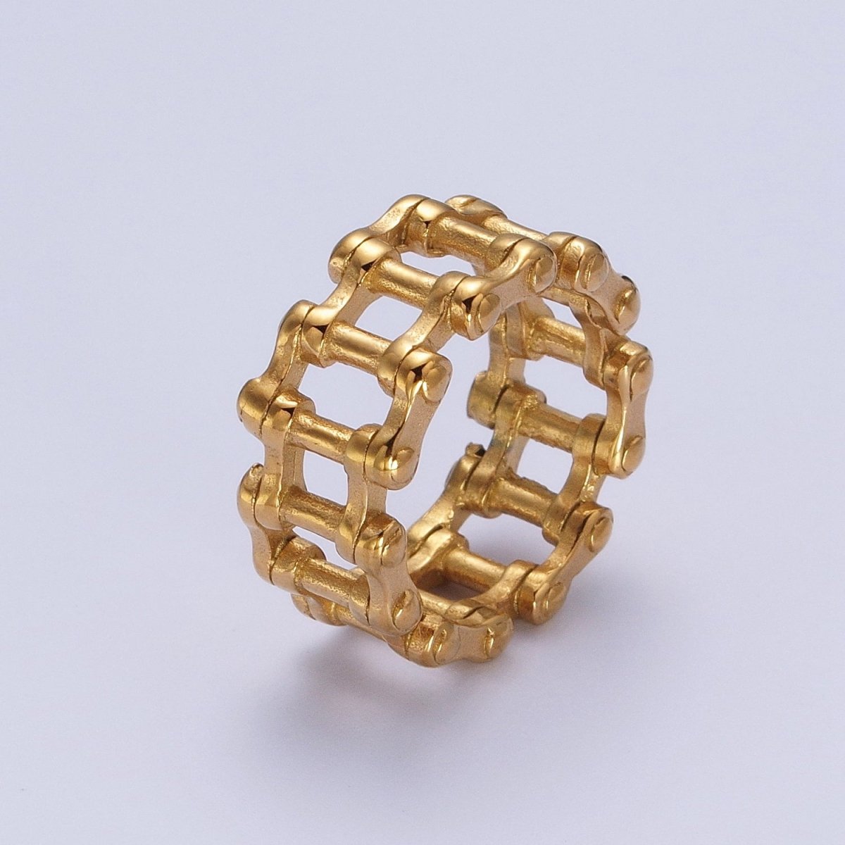 Stainless Steel Bicycle Chain Ring Band In Silver & Gold | Y-402 ~ Y405, Y-438 ~ Y-441 - DLUXCA