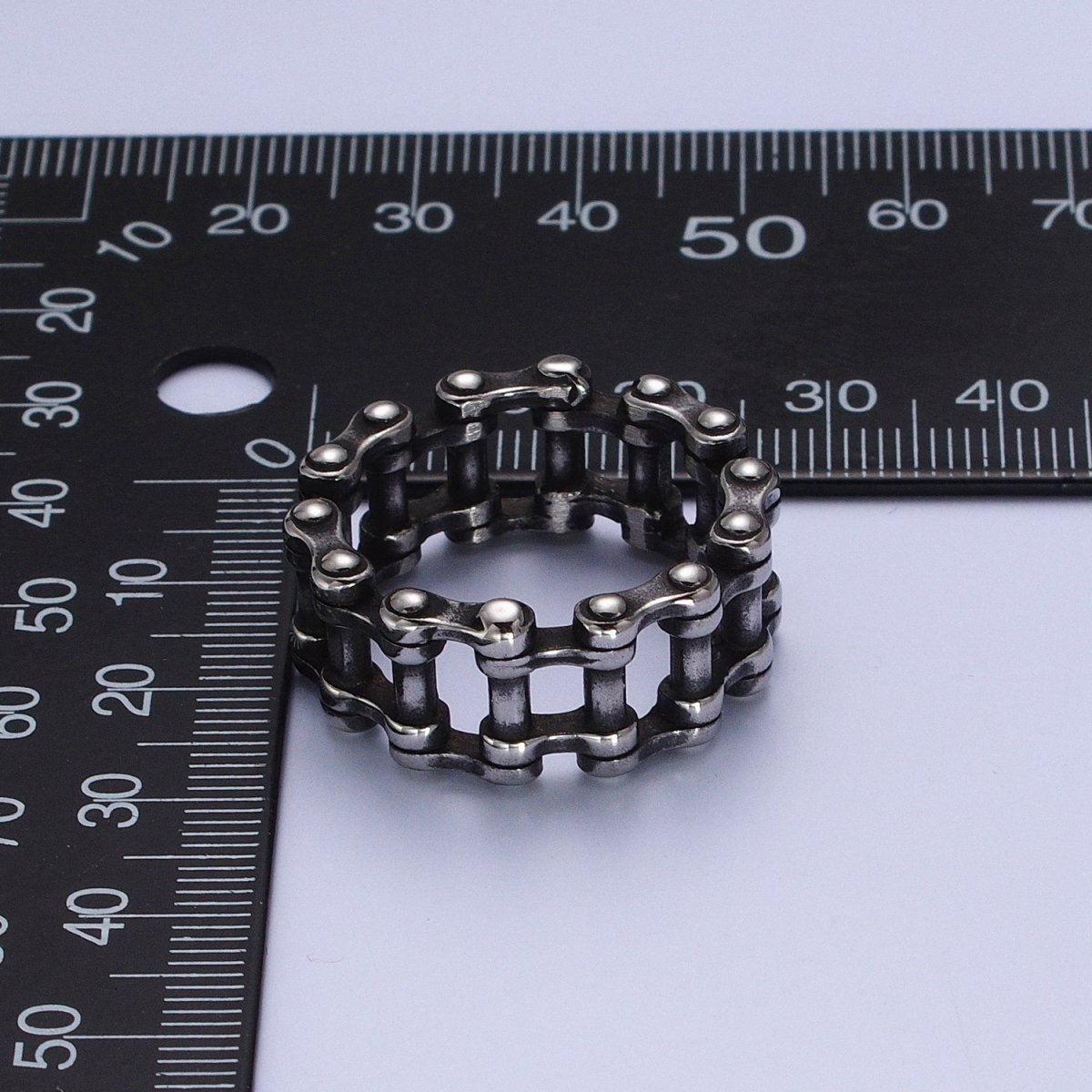 Stainless Steel Bicycle Chain Ring Band In Silver & Gold | Y-402 ~ Y405, Y-438 ~ Y-441 - DLUXCA