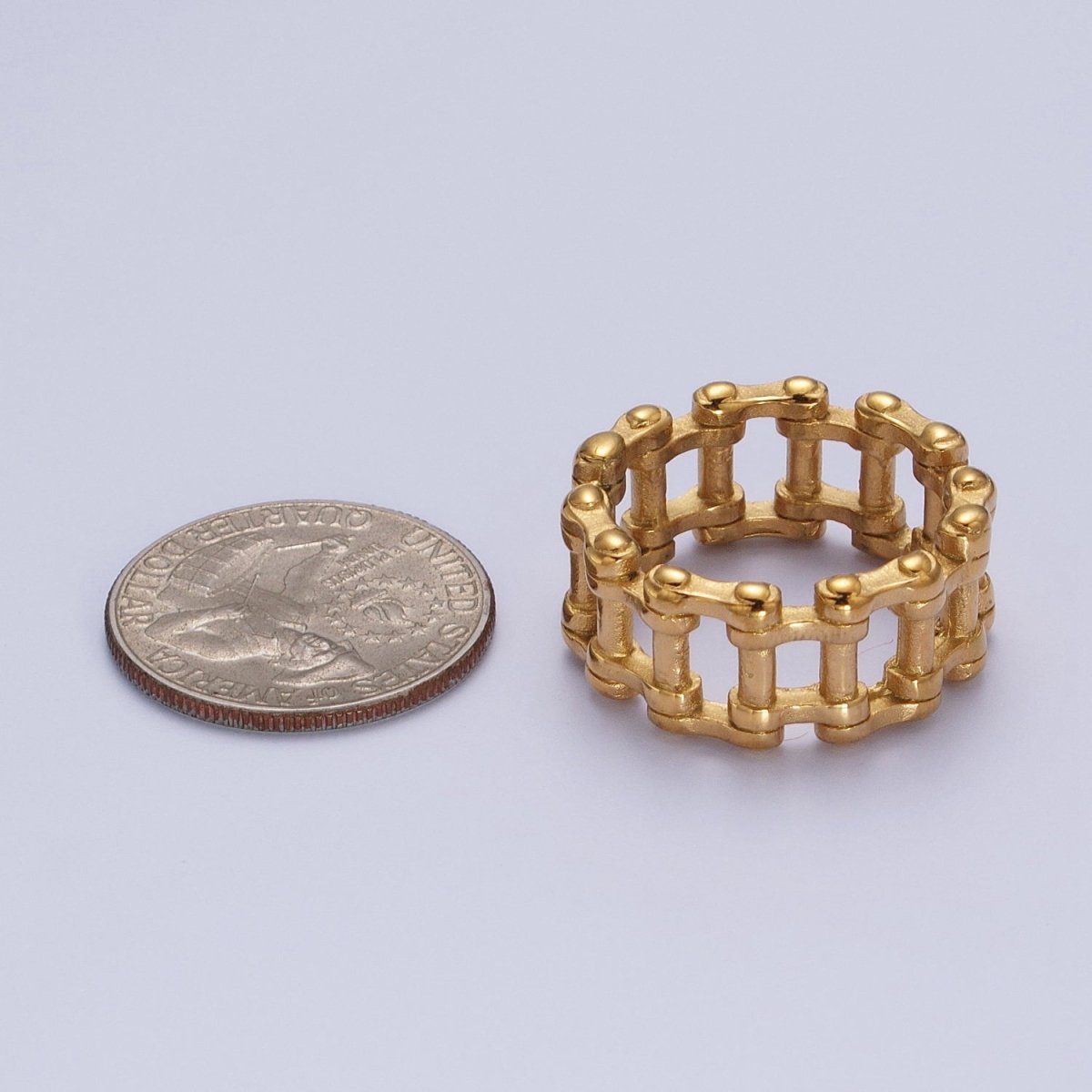 Stainless Steel Bicycle Chain Ring Band In Silver & Gold | Y-402 ~ Y405, Y-438 ~ Y-441 - DLUXCA