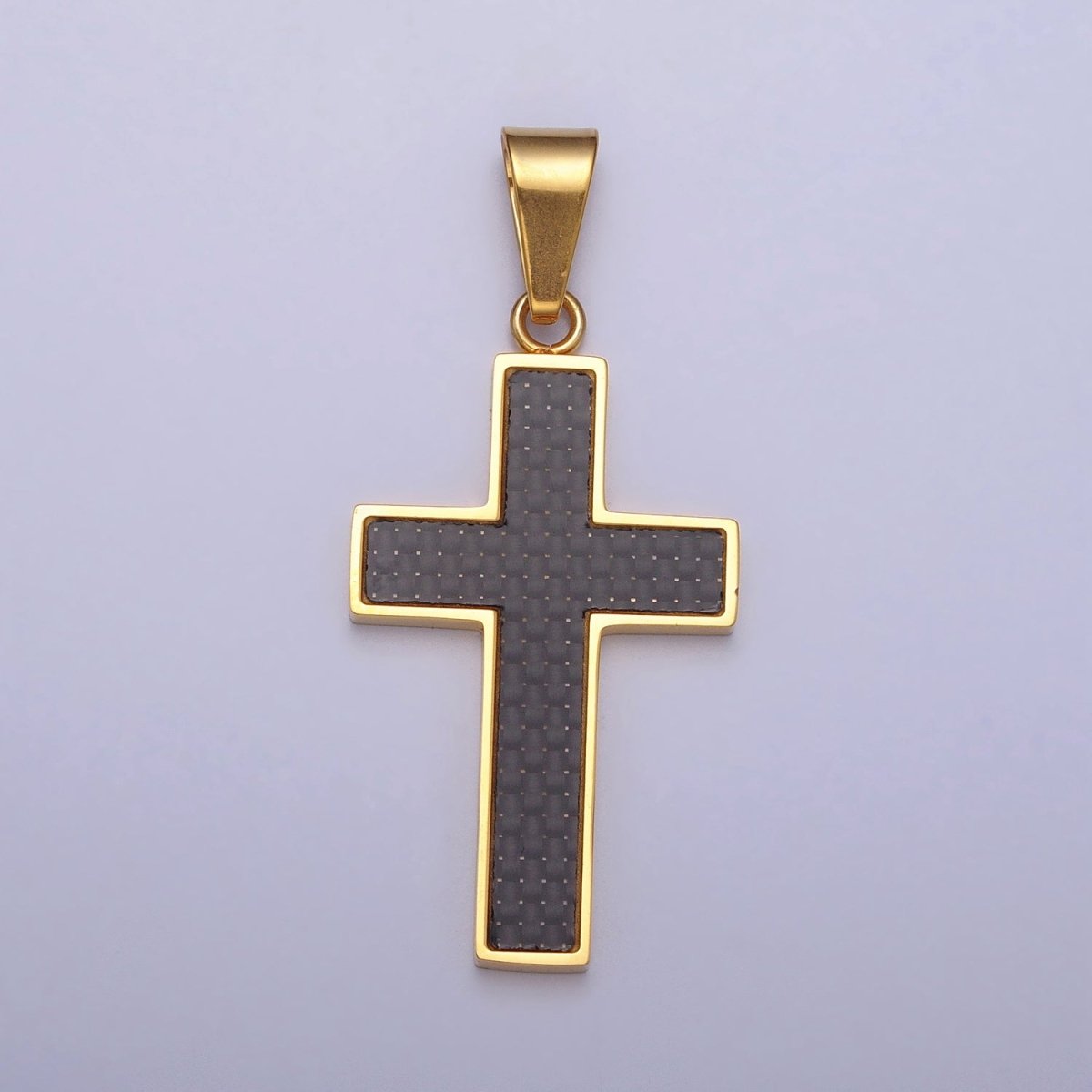 Stainless Steel Black Latin Cross Religious 43.5mm Pendant in Gold & Silver | P-1125 - DLUXCA