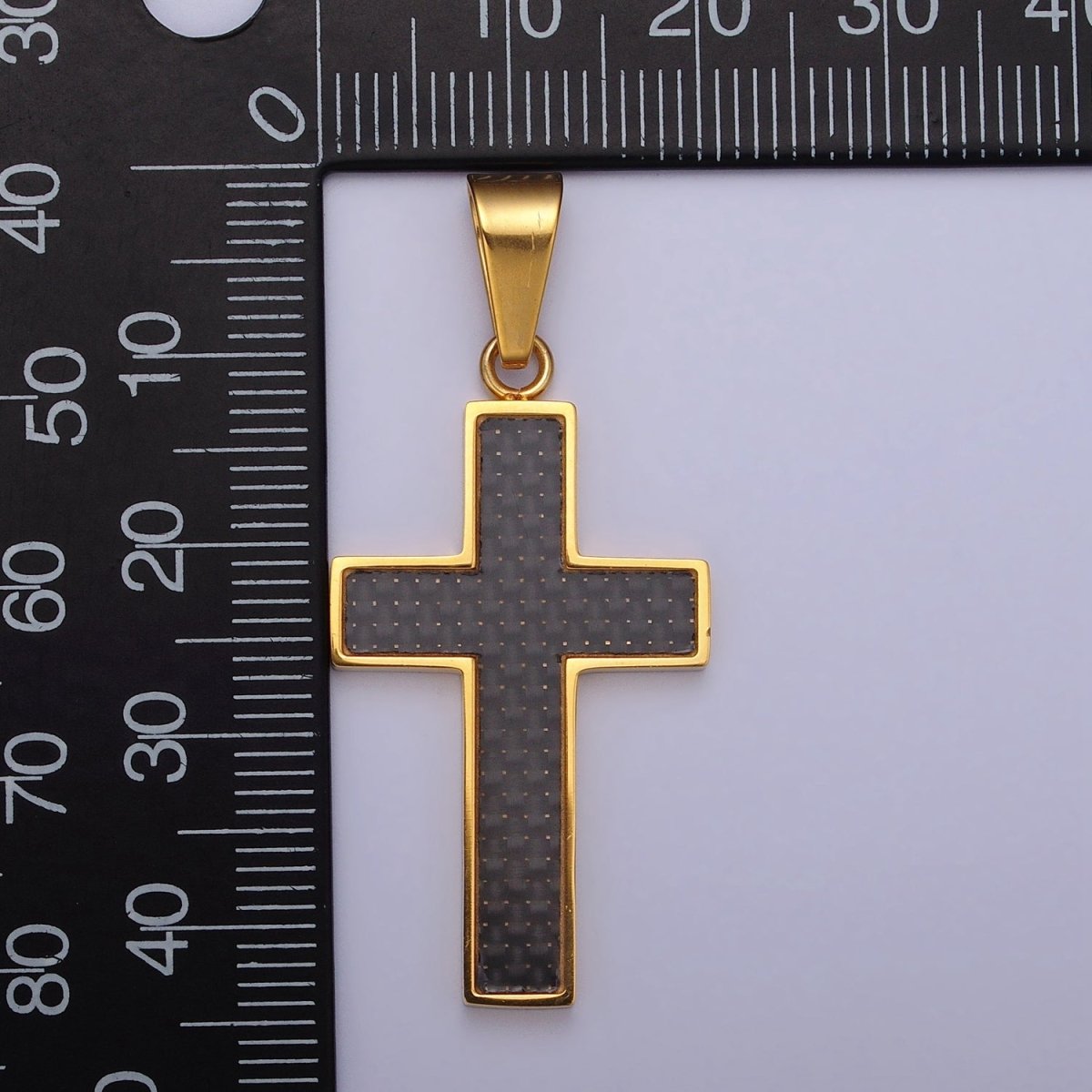 Stainless Steel Black Latin Cross Religious 43.5mm Pendant in Gold & Silver | P-1125 - DLUXCA
