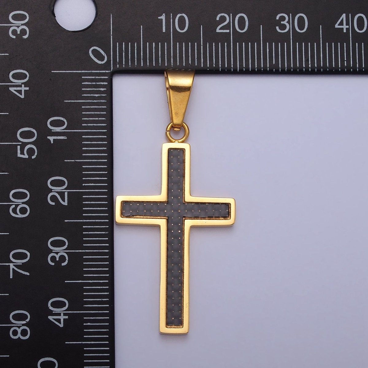 Stainless Steel Black Latin Cross Religious 44mm Pendant in Gold & Silver J-570 J-574 - DLUXCA