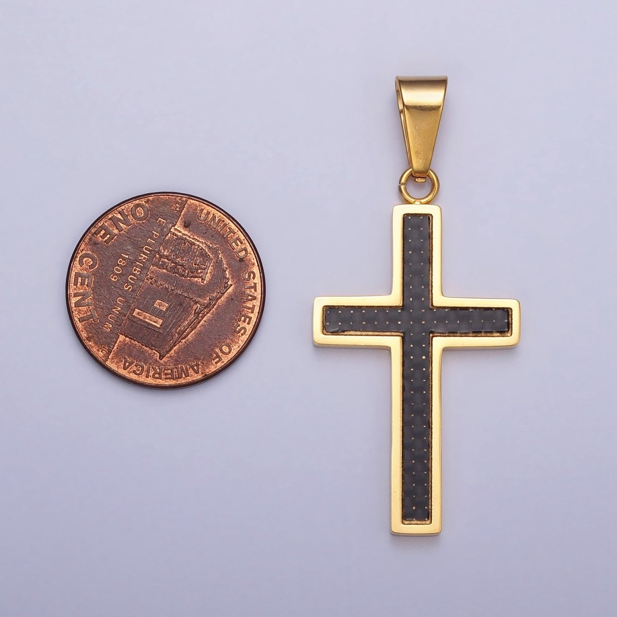 Stainless Steel Black Latin Cross Religious 44mm Pendant in Gold & Silver J-570 J-574 - DLUXCA