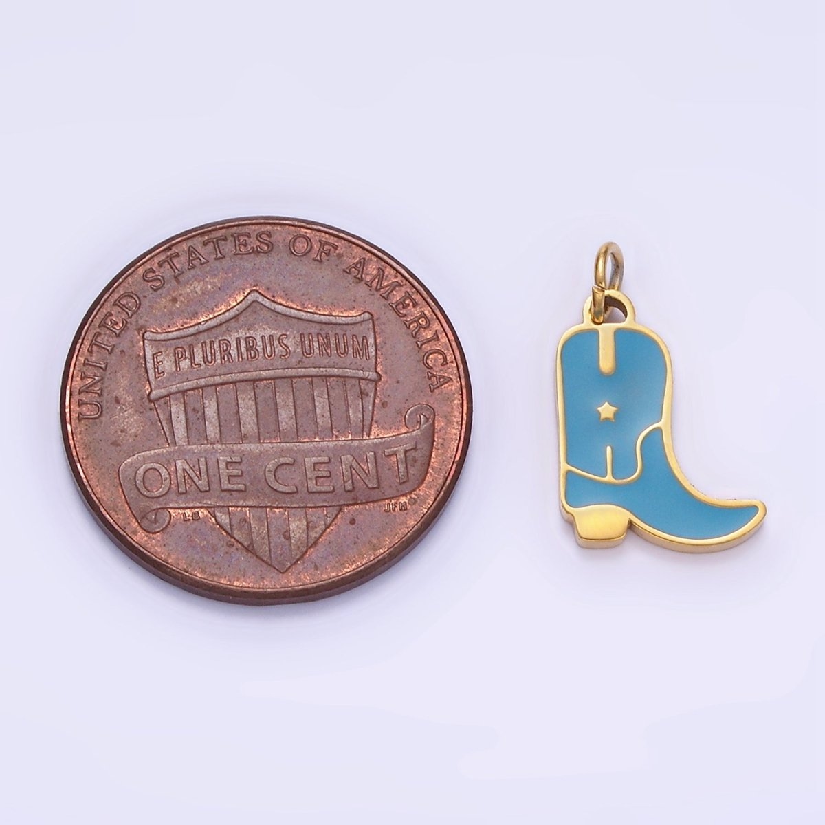 Stainless Steel Blue, Pink Enamel Star Cowboy Boots Shoes Charm | P959 - DLUXCA