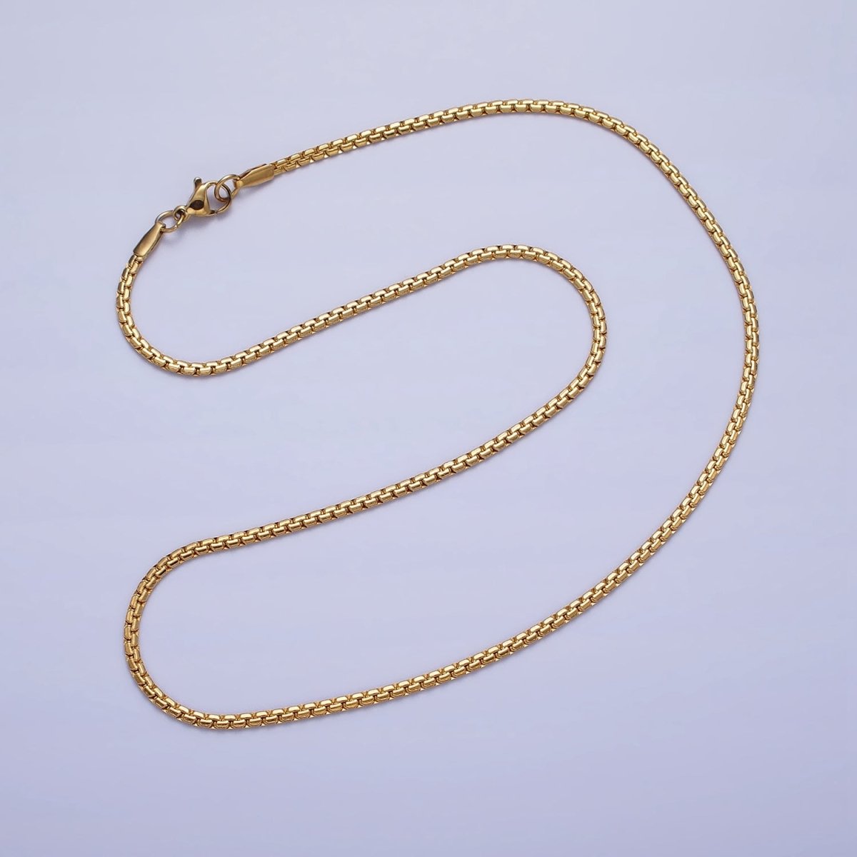 Stainless Steel Box Boston Chain Necklace 2mm Thick Gold Box Chain 17.7 inches, 19.6 inches for Jewelry Making | WA-1700 WA-1705 Clearance Pricing - DLUXCA
