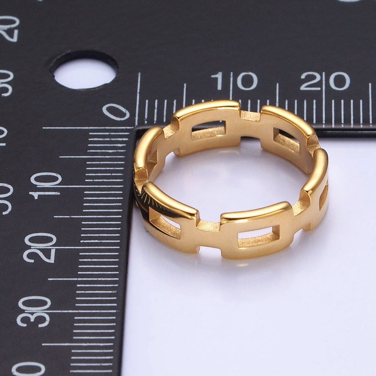 Stainless Steel Boxy Cable Chain Link Ring in Gold & Silver | O-1657~O-1664 - DLUXCA