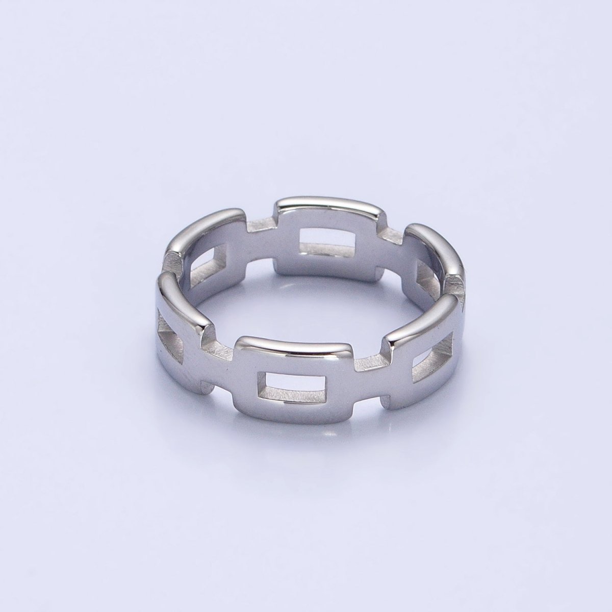 Stainless Steel Boxy Cable Chain Link Ring in Gold & Silver | O-1657~O-1664 - DLUXCA