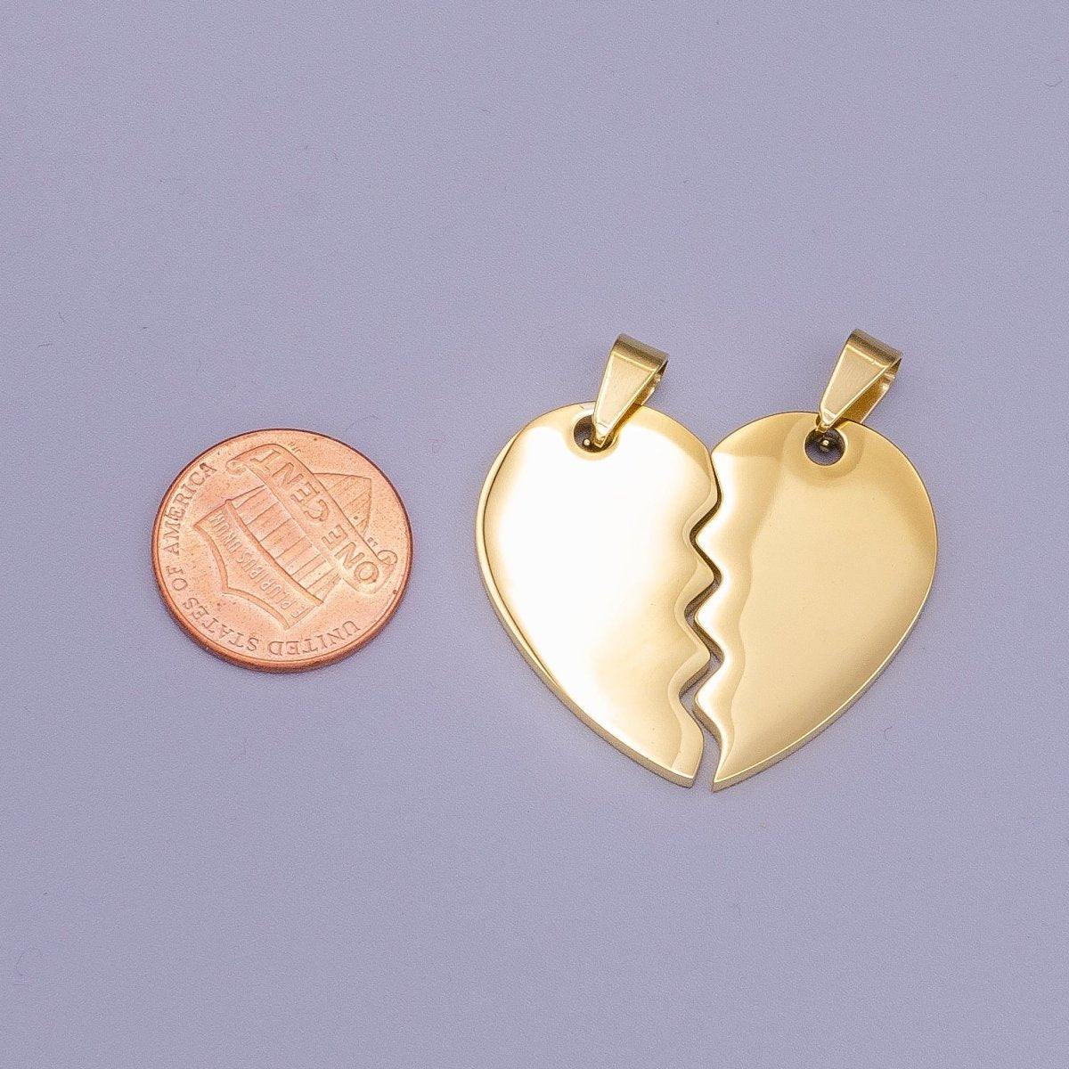 Stainless Steel Breakable Heart Couple's Valentine Minimalist Pendant Set | P-1170 - DLUXCA