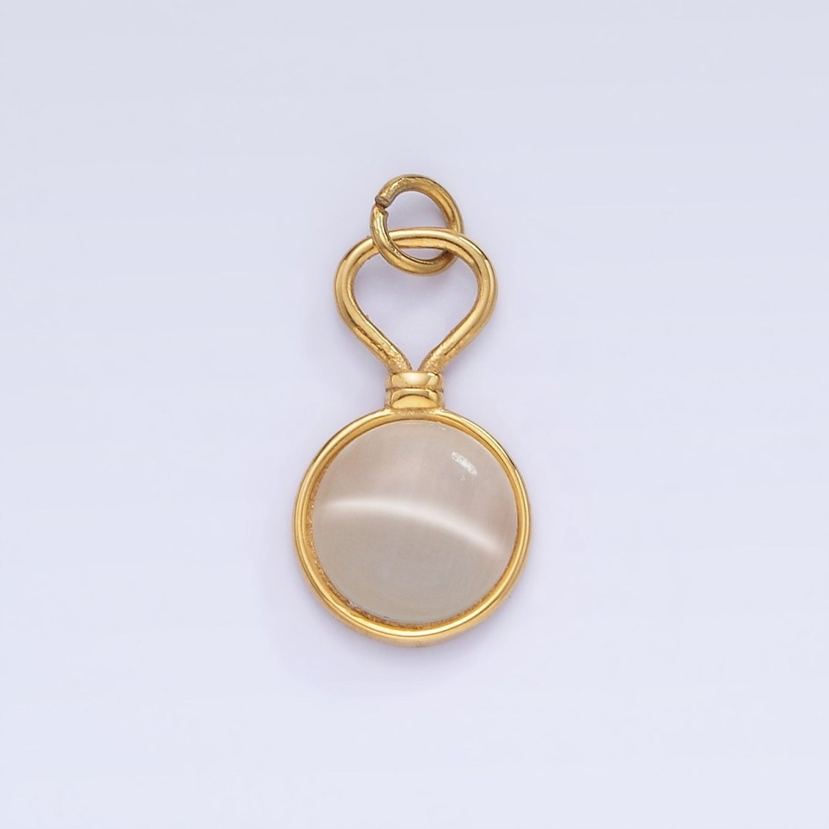Stainless Steel Cat's Eye, Tiger Eye Gemstone Drop Charm | P977 - DLUXCA