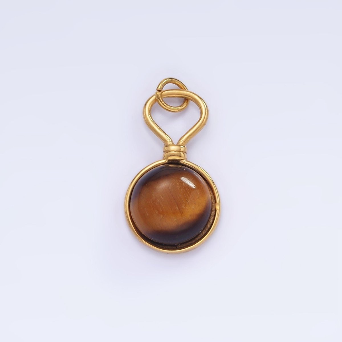 Stainless Steel Cat's Eye, Tiger Eye Gemstone Drop Charm | P977 - DLUXCA