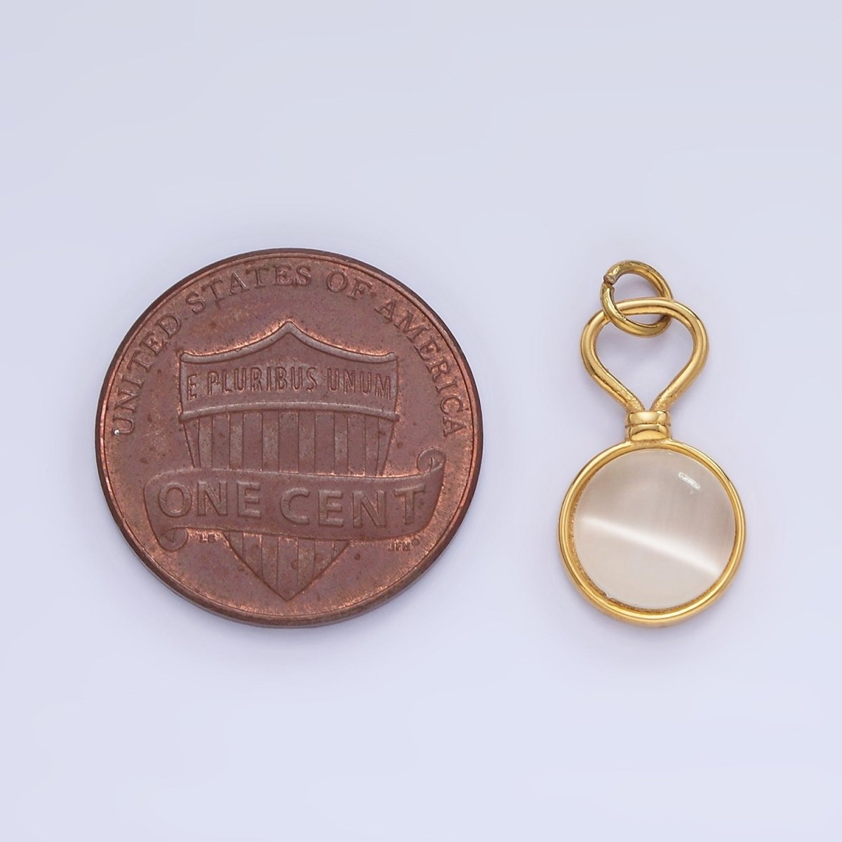 Stainless Steel Cat's Eye, Tiger Eye Gemstone Drop Charm | P977 - DLUXCA