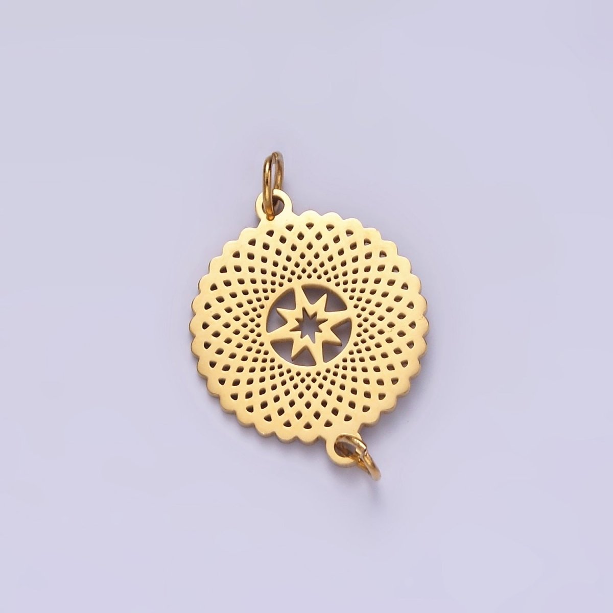 Stainless Steel Celestial North Star Artisan Open Round Connector | P1353 - DLUXCA
