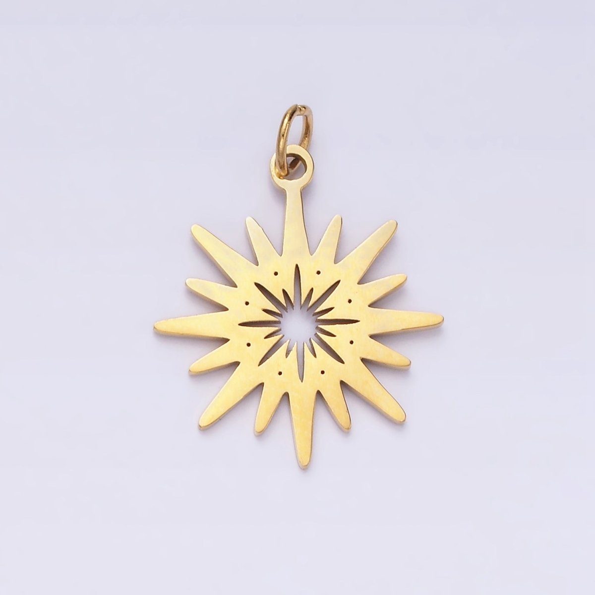 Stainless Steel Celestial Sunburst Ray Star Minimalist Open Charm | P1352 - DLUXCA