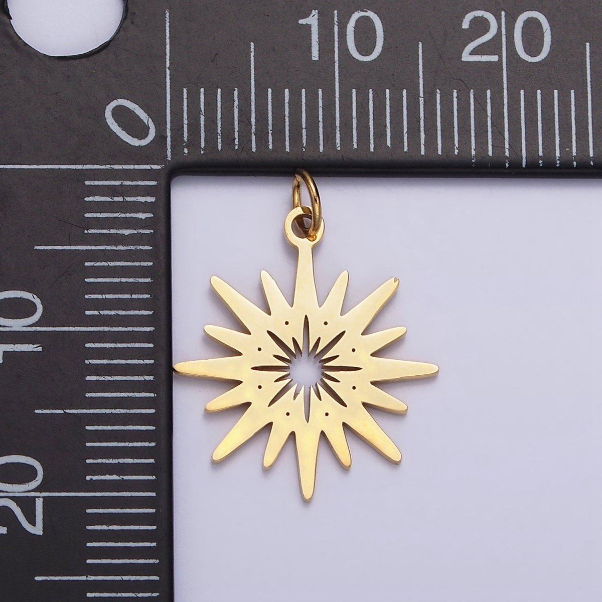 Stainless Steel Celestial Sunburst Ray Star Minimalist Open Charm | P1352 - DLUXCA