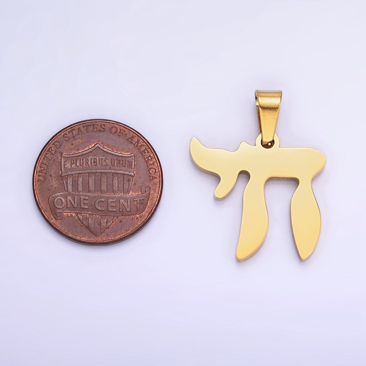 Stainless Steel "Chai" Hebrew Script Jewish Pendant in Gold & Silver | P1419 - DLUXCA