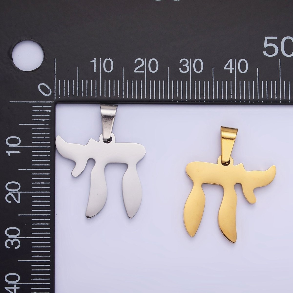 Stainless Steel "Chai" Hebrew Script Jewish Pendant in Gold & Silver | P1419 - DLUXCA