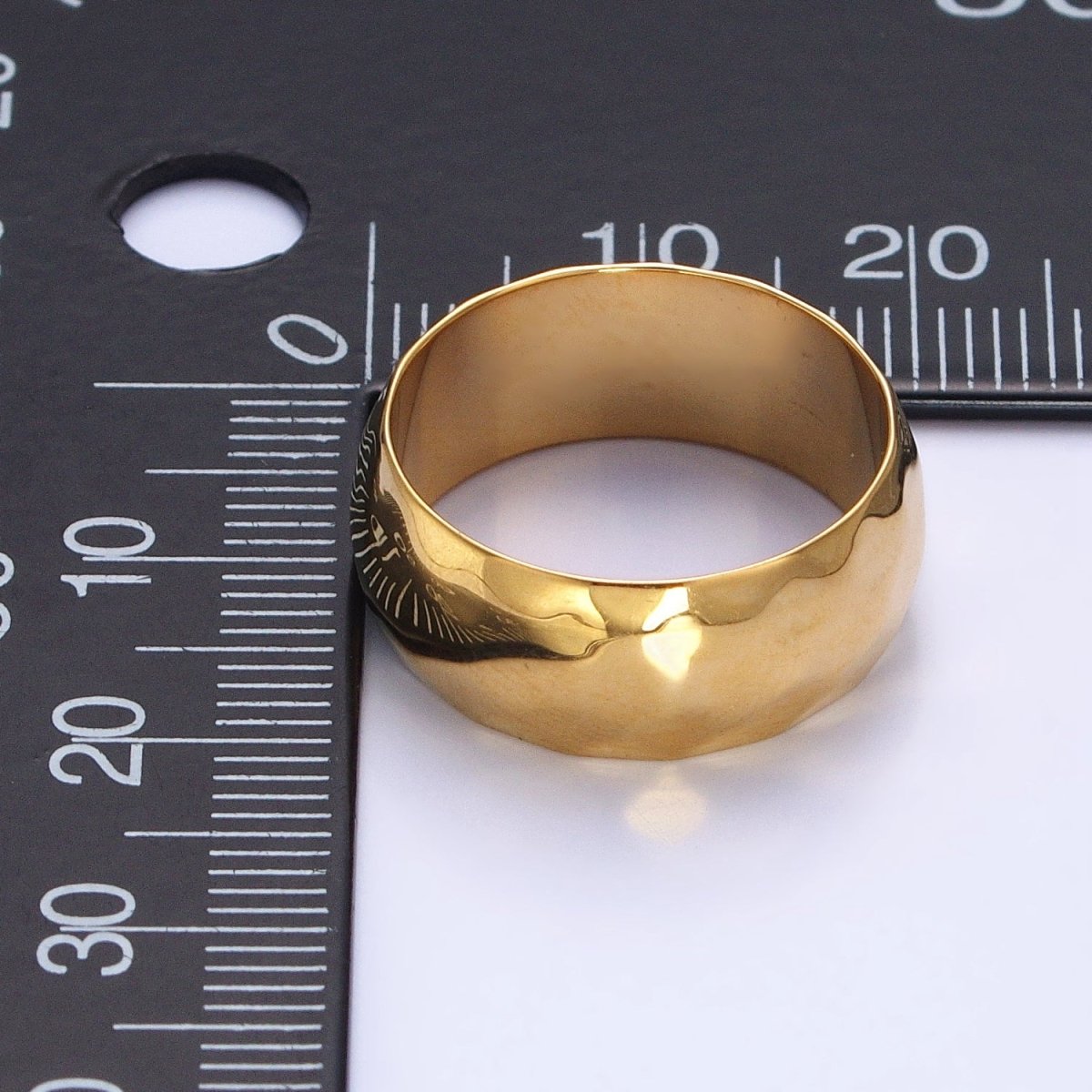 Stainless Steel Chunky Hammered Minimalist Band Ring in Gold & Silver | O-1649~O-1656 - DLUXCA