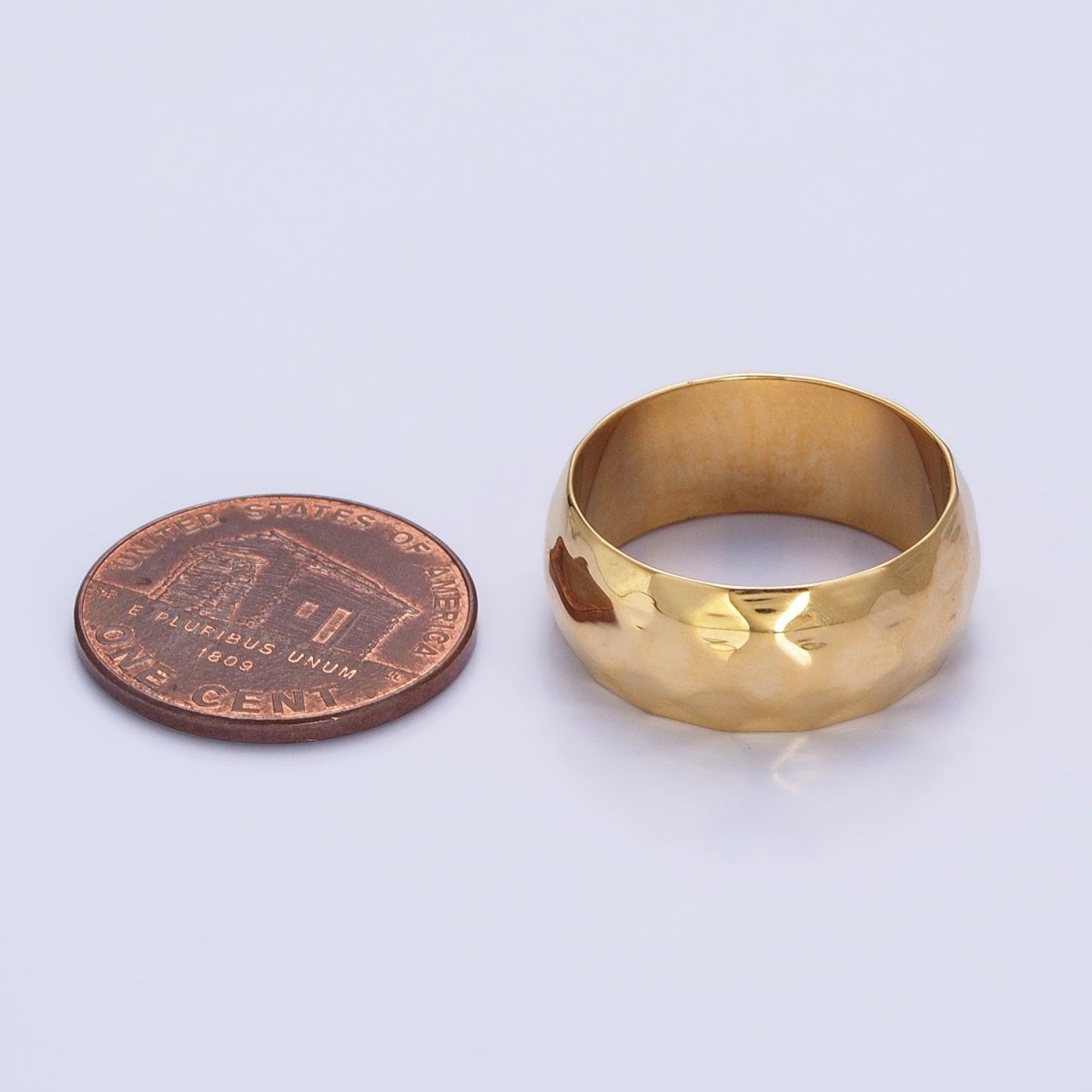 Stainless Steel Chunky Hammered Minimalist Band Ring in Gold & Silver | O-1649~O-1656 - DLUXCA