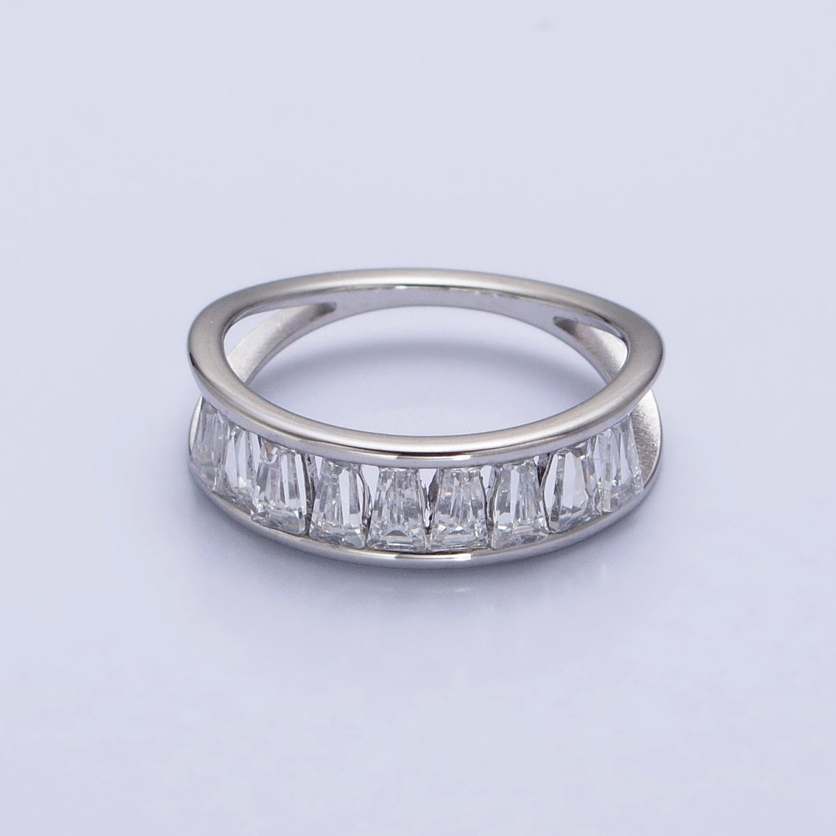 Stainless Steel Clear Baguette Double Band Ring in Gold & Silver | AA-1170~AA-1177 - DLUXCA