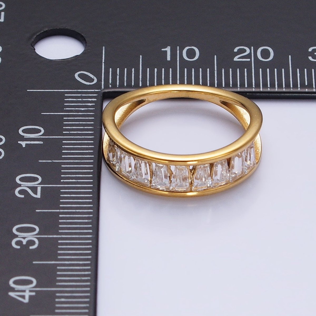Stainless Steel Clear Baguette Double Band Ring in Gold & Silver | AA-1170~AA-1177 - DLUXCA