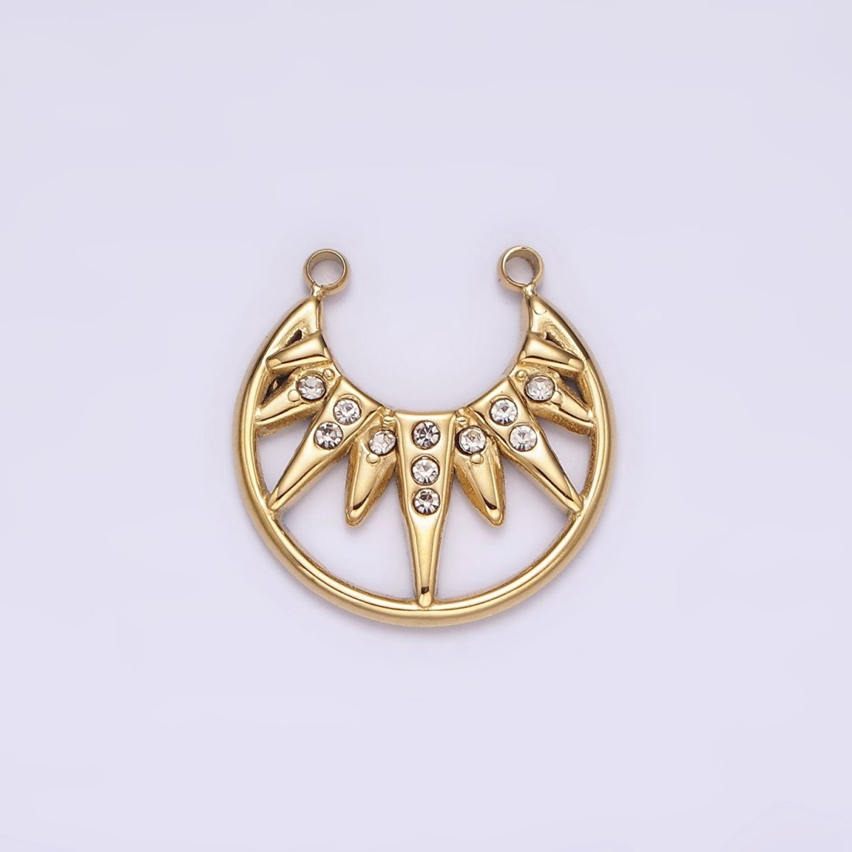 Stainless Steel Clear CZ Celestial Sunburst Ray Open Connector in Gold & Silver | P1340 P1341 - DLUXCA