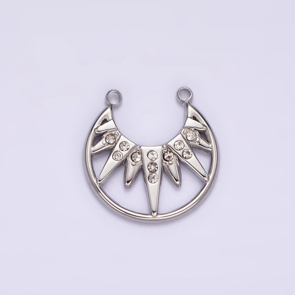 Stainless Steel Clear CZ Celestial Sunburst Ray Open Connector in Gold & Silver | P1340 P1341 - DLUXCA