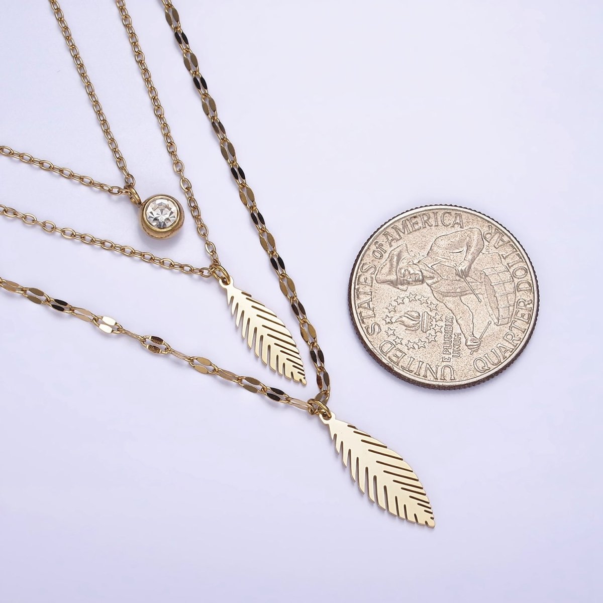 Stainless Steel Clear CZ Flower Cable Unique Double Layer Double Layer Stack Necklace | WA-2071 Clearance Pricing - DLUXCA