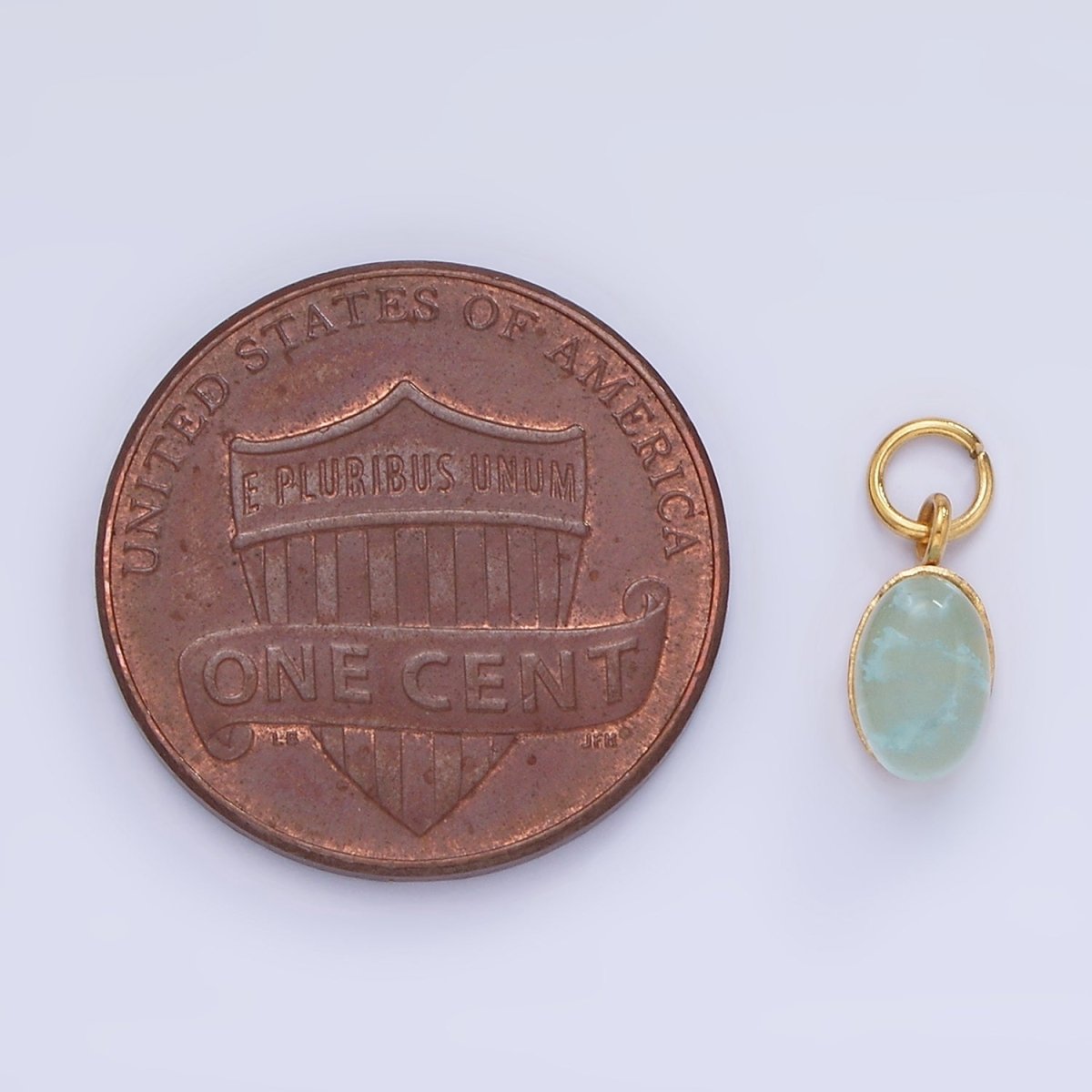 Stainless Steel Clear, Pink, Teal Agate Gemstone Oval Charm | P985 - DLUXCA