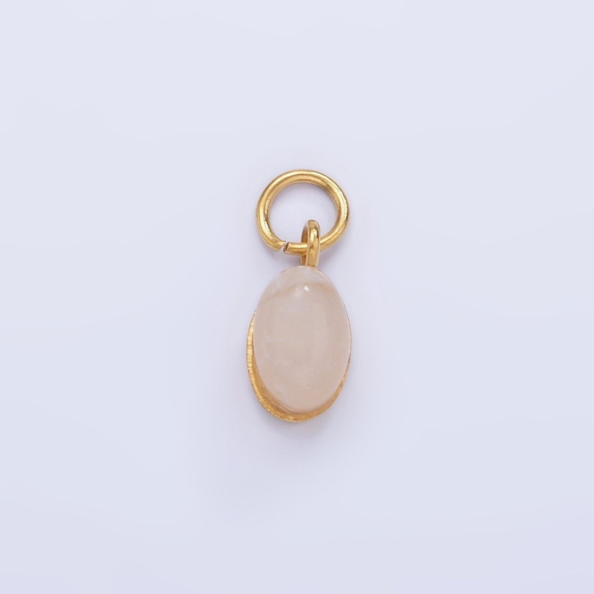 Stainless Steel Clear, Pink, Teal Agate Gemstone Oval Charm | P985 - DLUXCA