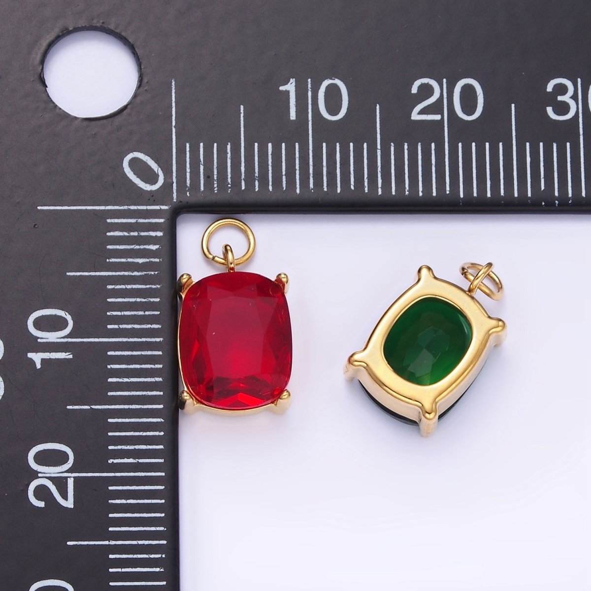Stainless Steel Clear, Purple, Red, Black, Green Multifaceted CZ Charm | P982 P986 - DLUXCA