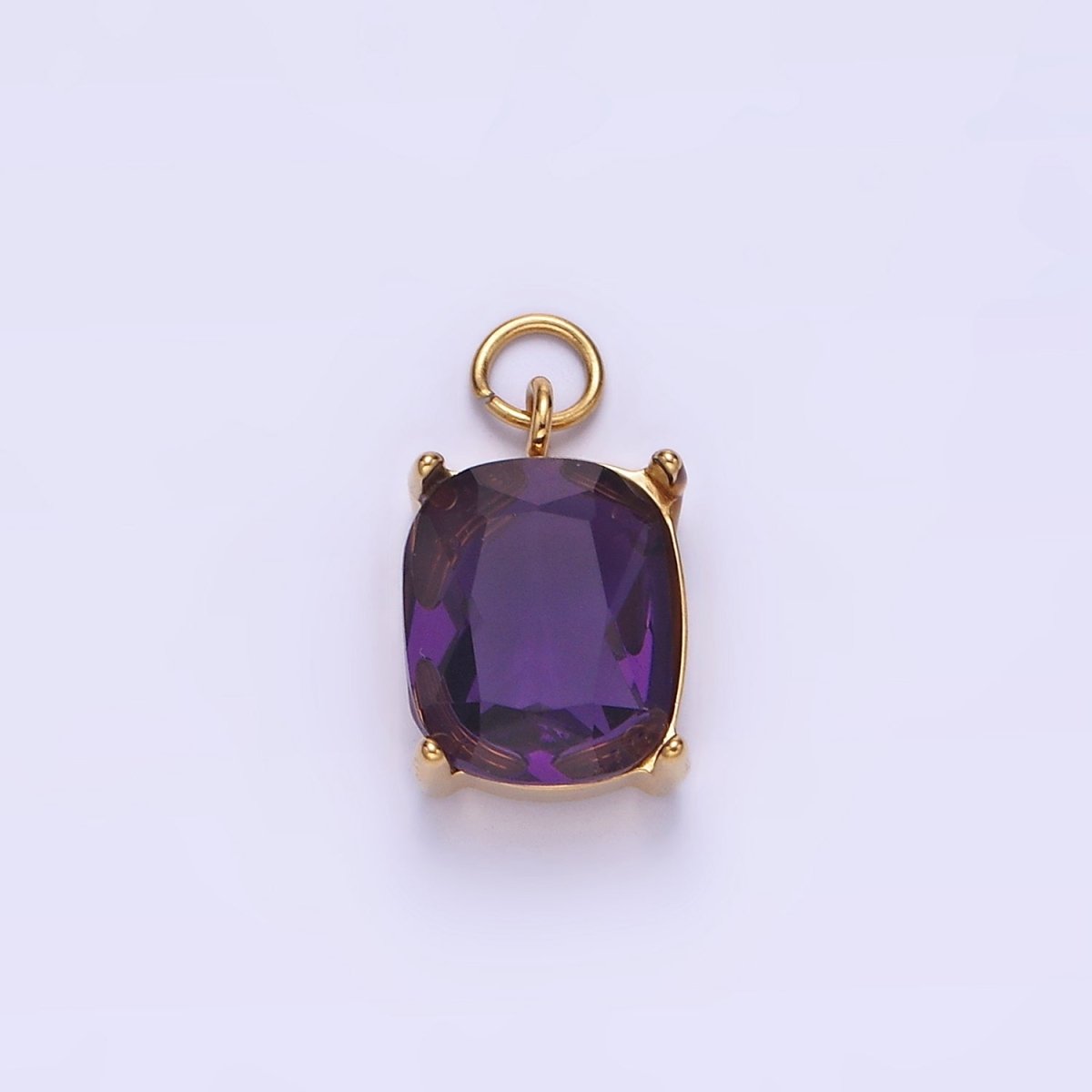 Stainless Steel Clear, Purple, Red, Black, Green Multifaceted CZ Charm | P982 P986 - DLUXCA