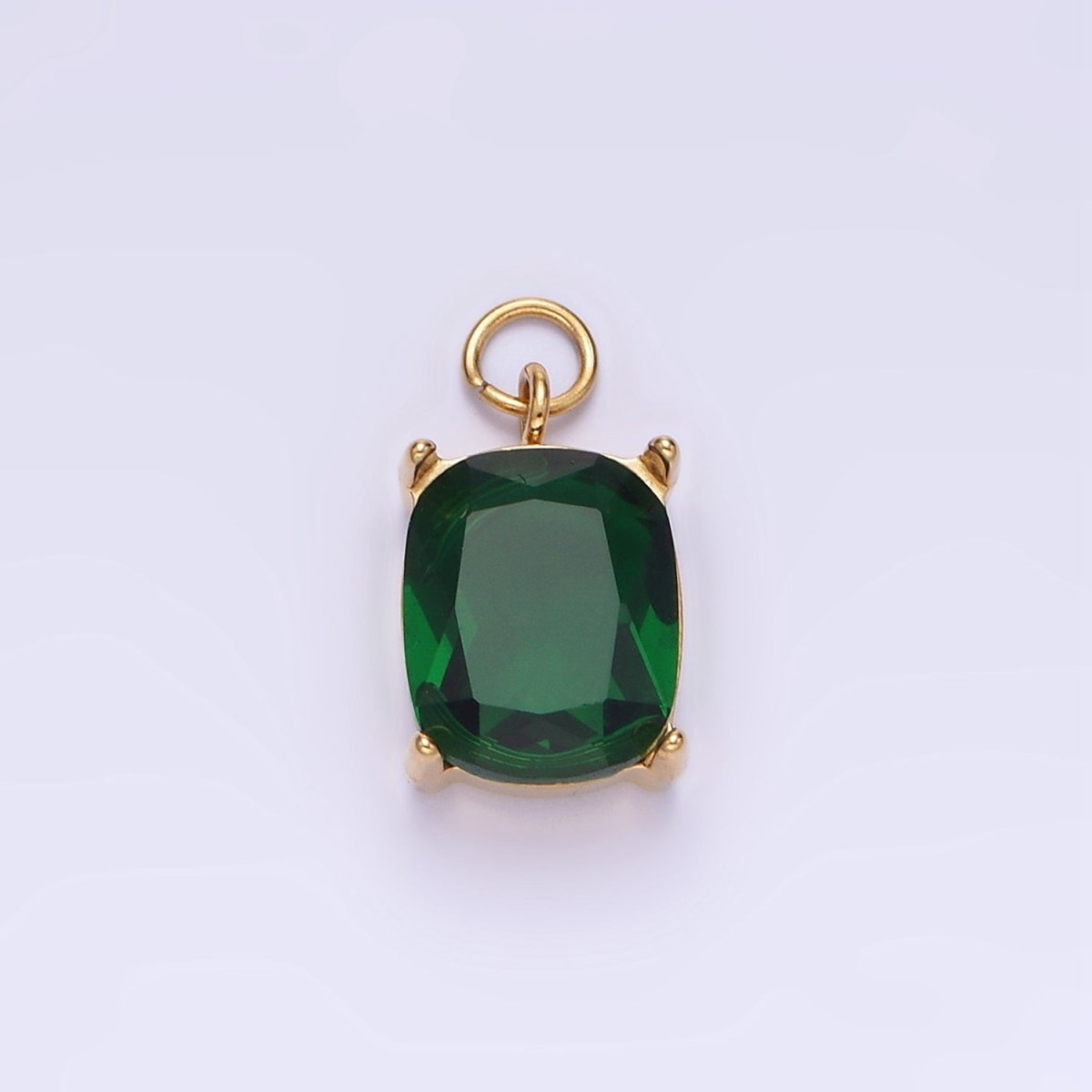 Stainless Steel Clear, Purple, Red, Black, Green Multifaceted CZ Charm | P982 P986 - DLUXCA