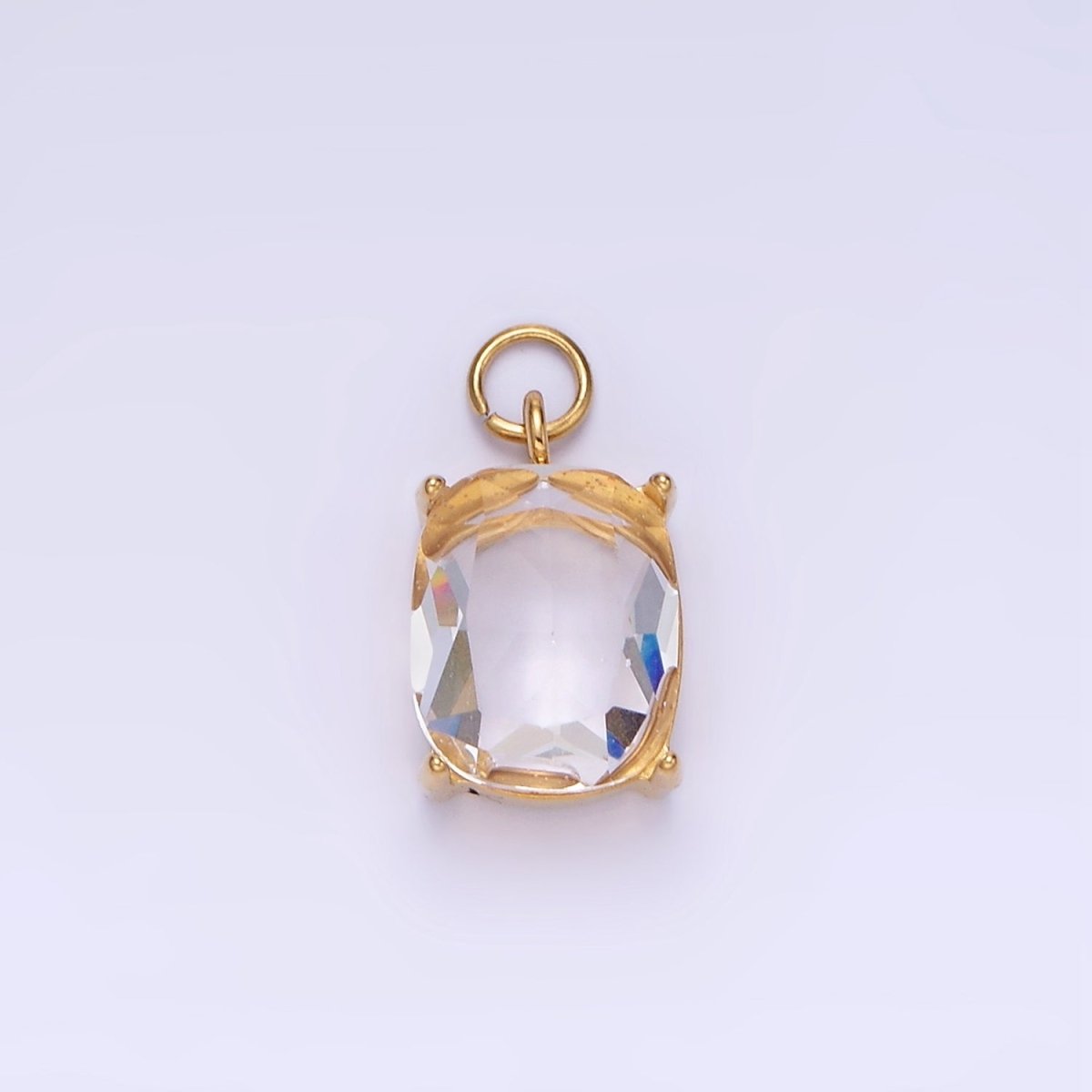 Stainless Steel Clear, Purple, Red, Black, Green Multifaceted CZ Charm | P982 P986 - DLUXCA