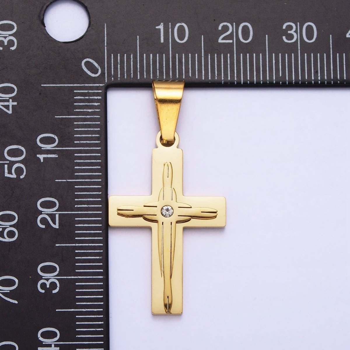 Stainless Steel Cross Pendant in Gold Silver for Unisex Statement Religious Jewelry Making | P-1117 - DLUXCA