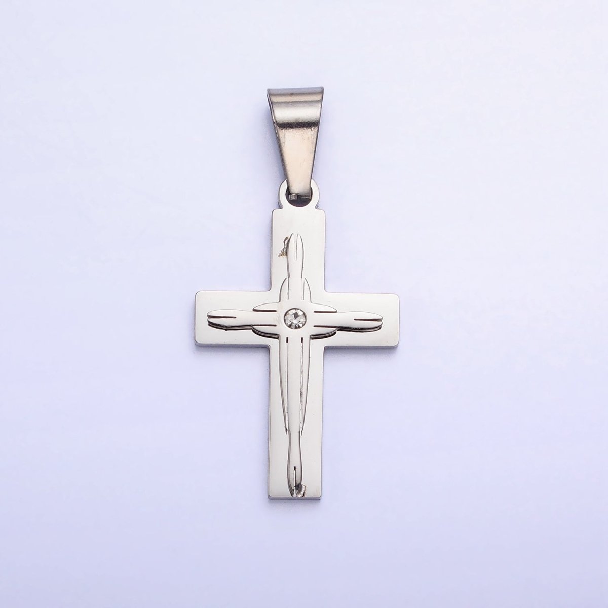 Stainless Steel Cross Pendant in Gold Silver for Unisex Statement Religious Jewelry Making | P-1117 - DLUXCA