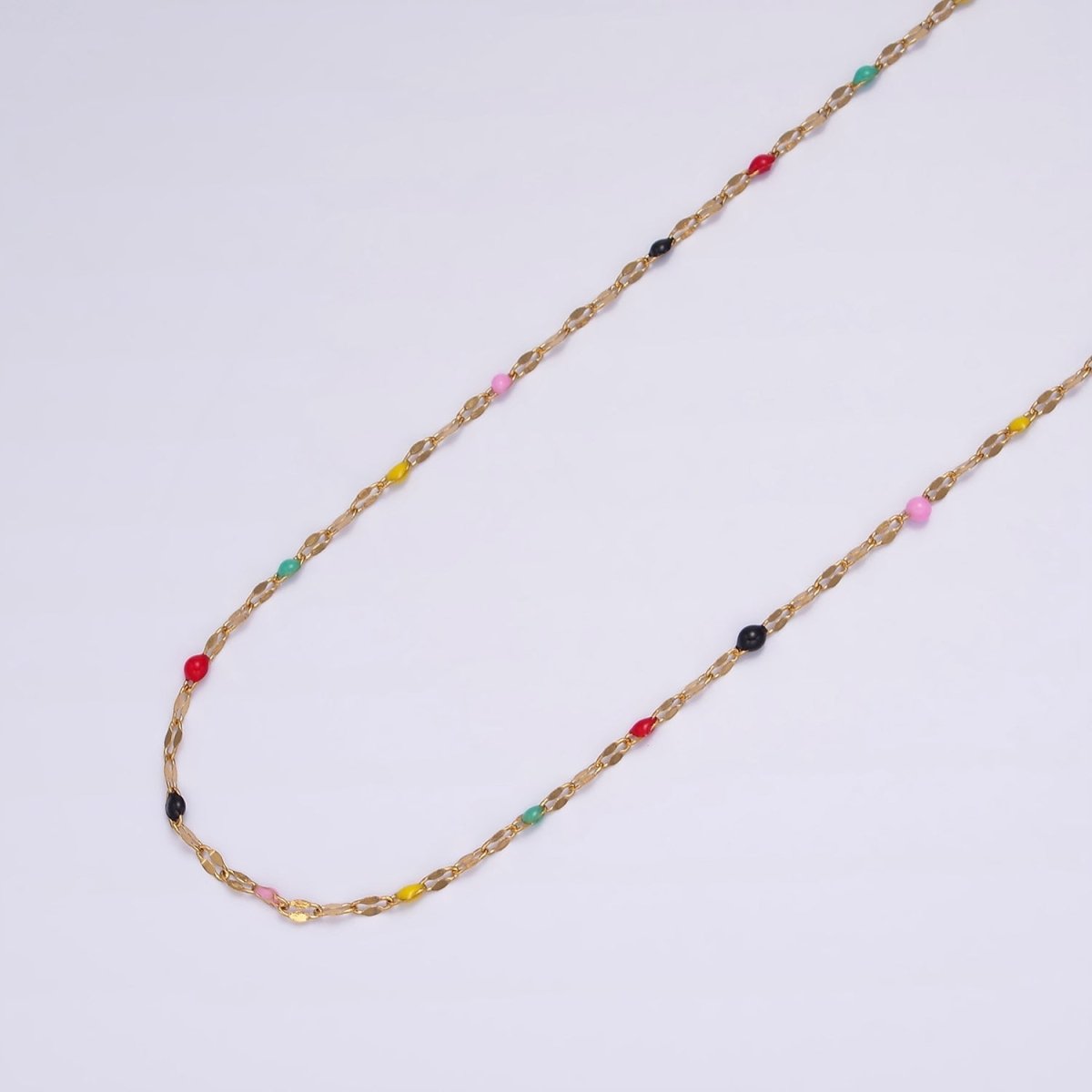 Stainless Steel Dark, Bright Enamel Flat Unique Link Unfinished Chain For Jewelry Making | ROLL-1425 ROLL-1426 Clearance Pricing - DLUXCA