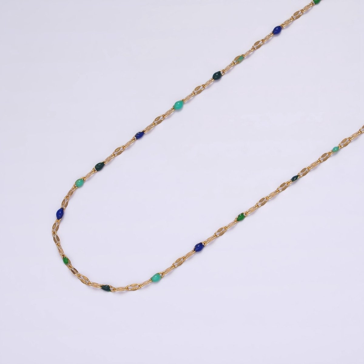 Stainless Steel Dark, Bright Enamel Flat Unique Link Unfinished Chain For Jewelry Making | ROLL-1425 ROLL-1426 Clearance Pricing - DLUXCA