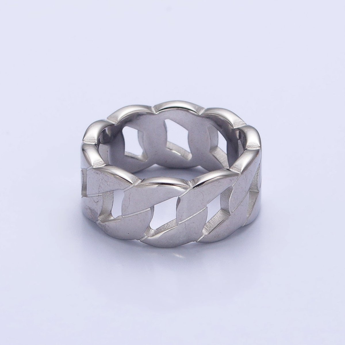 Stainless Steel Flat Curb Chain Link Ring in Gold & Silver | O-1765~O-1772 - DLUXCA