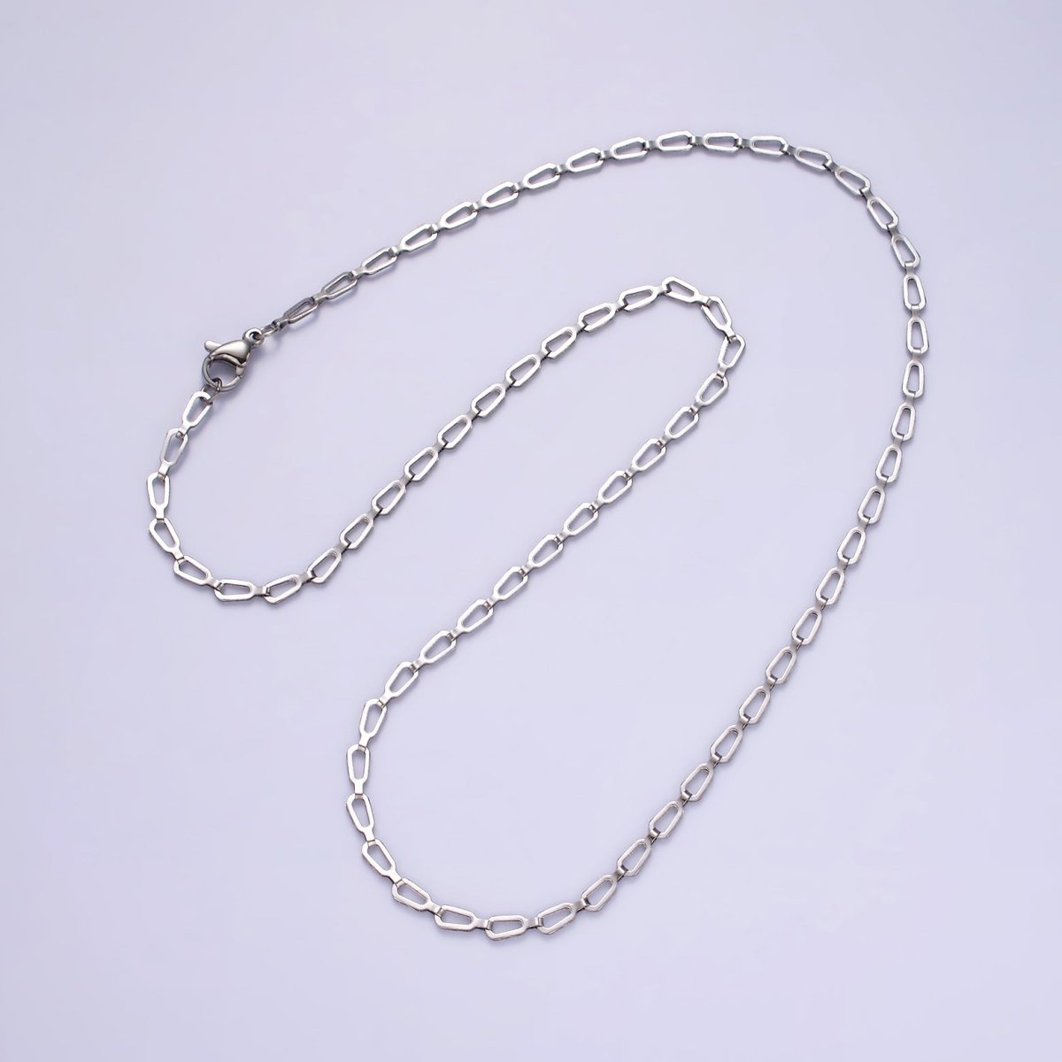 Stainless Steel Flat Oval Cable Chain Necklace 2.7mm Cable Chain Jewelry Making 18 inch Women Necklace | WA-2096 Clearance Pricing - DLUXCA