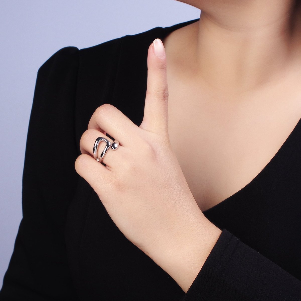 Stainless Steel Geometric Claw Open Double Band Ring in Gold & Silver | O-541 ~ O-548 - DLUXCA