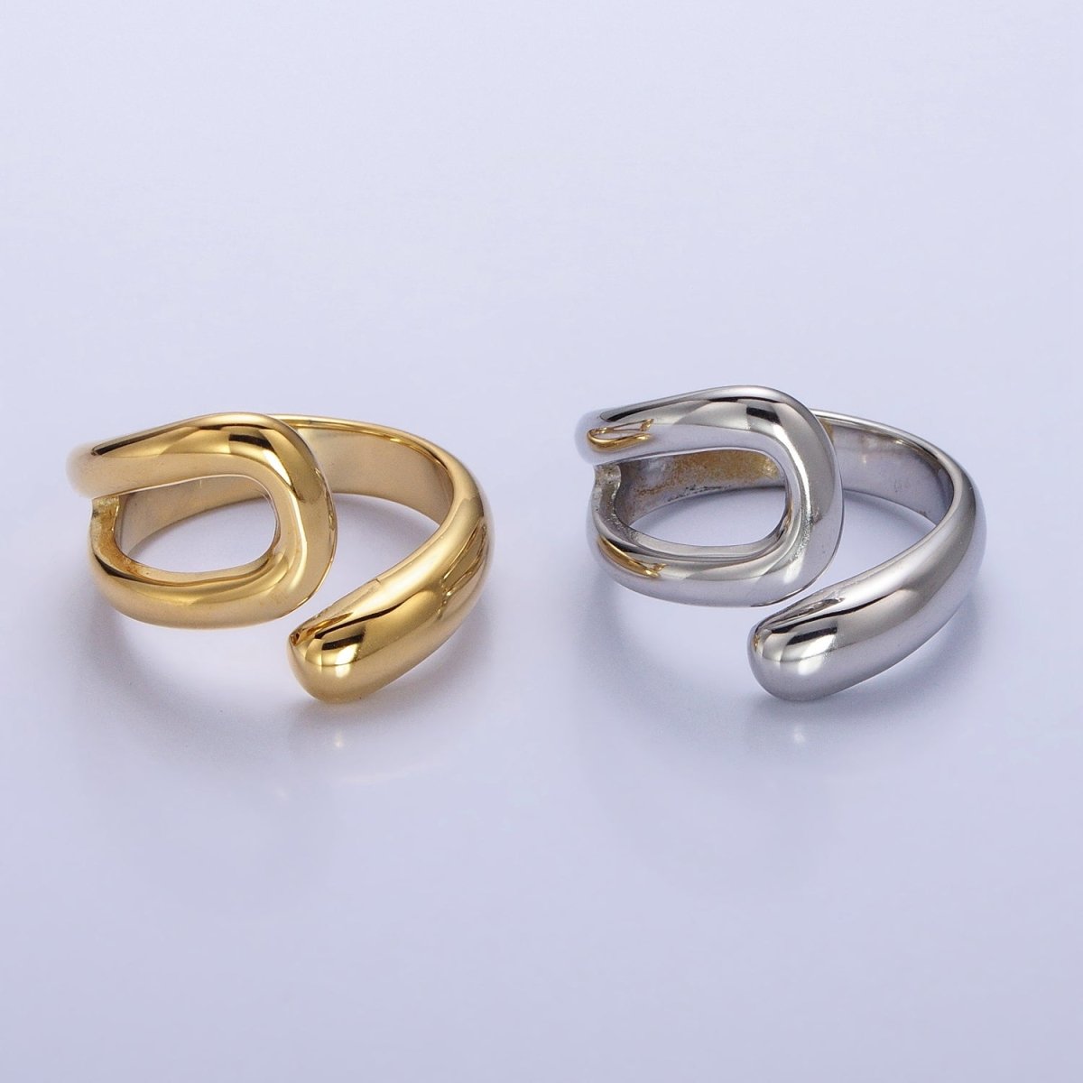 Stainless Steel Geometric Claw Open Double Band Ring in Gold & Silver | O-541 ~ O-548 - DLUXCA