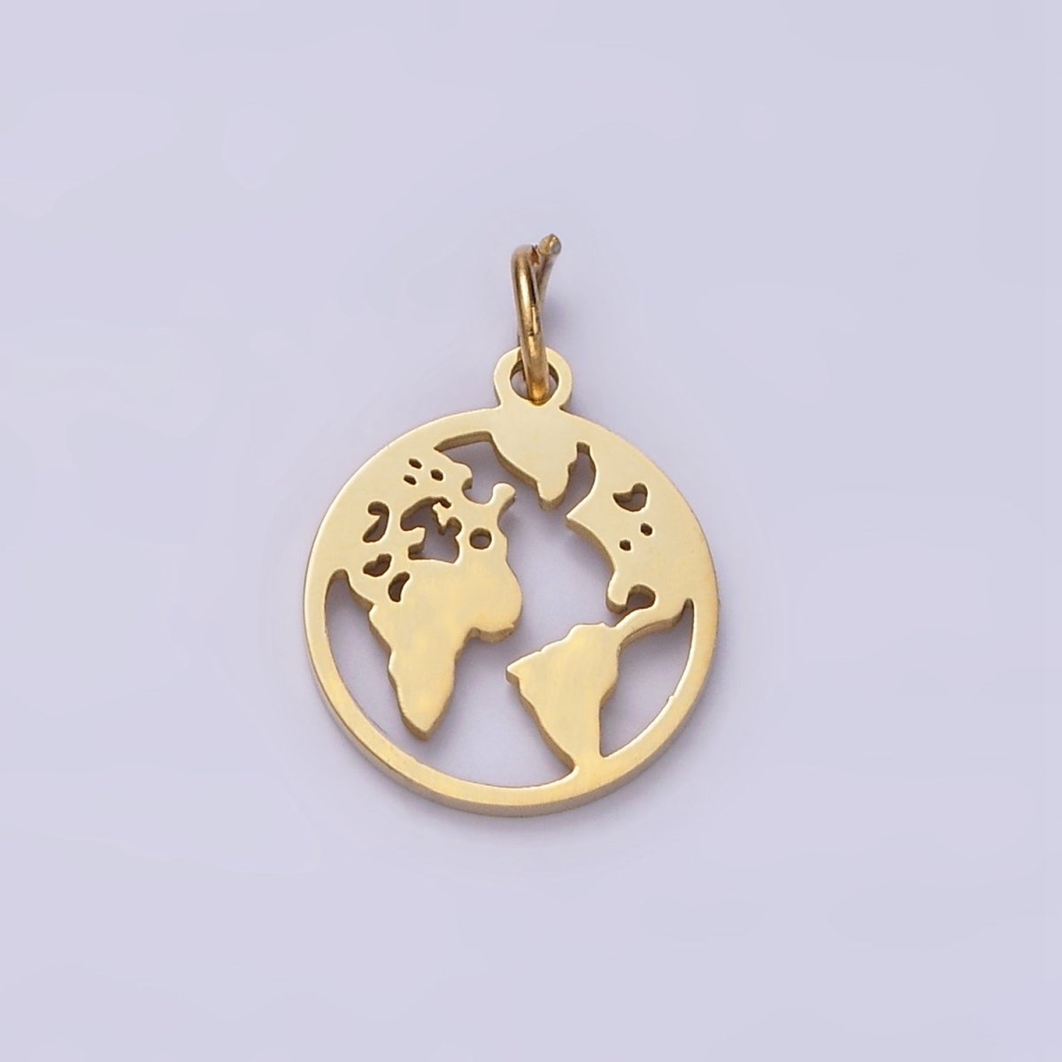 Stainless Steel Globe World Map Minimalist Open Round Charm | P1348 - DLUXCA