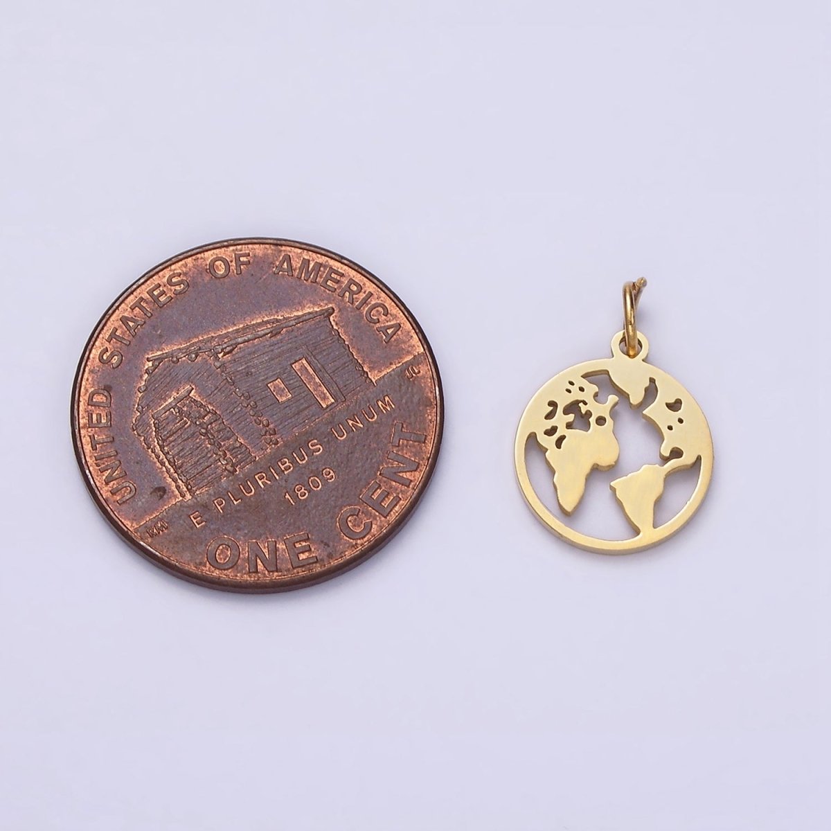 Stainless Steel Globe World Map Minimalist Open Round Charm | P1348 - DLUXCA