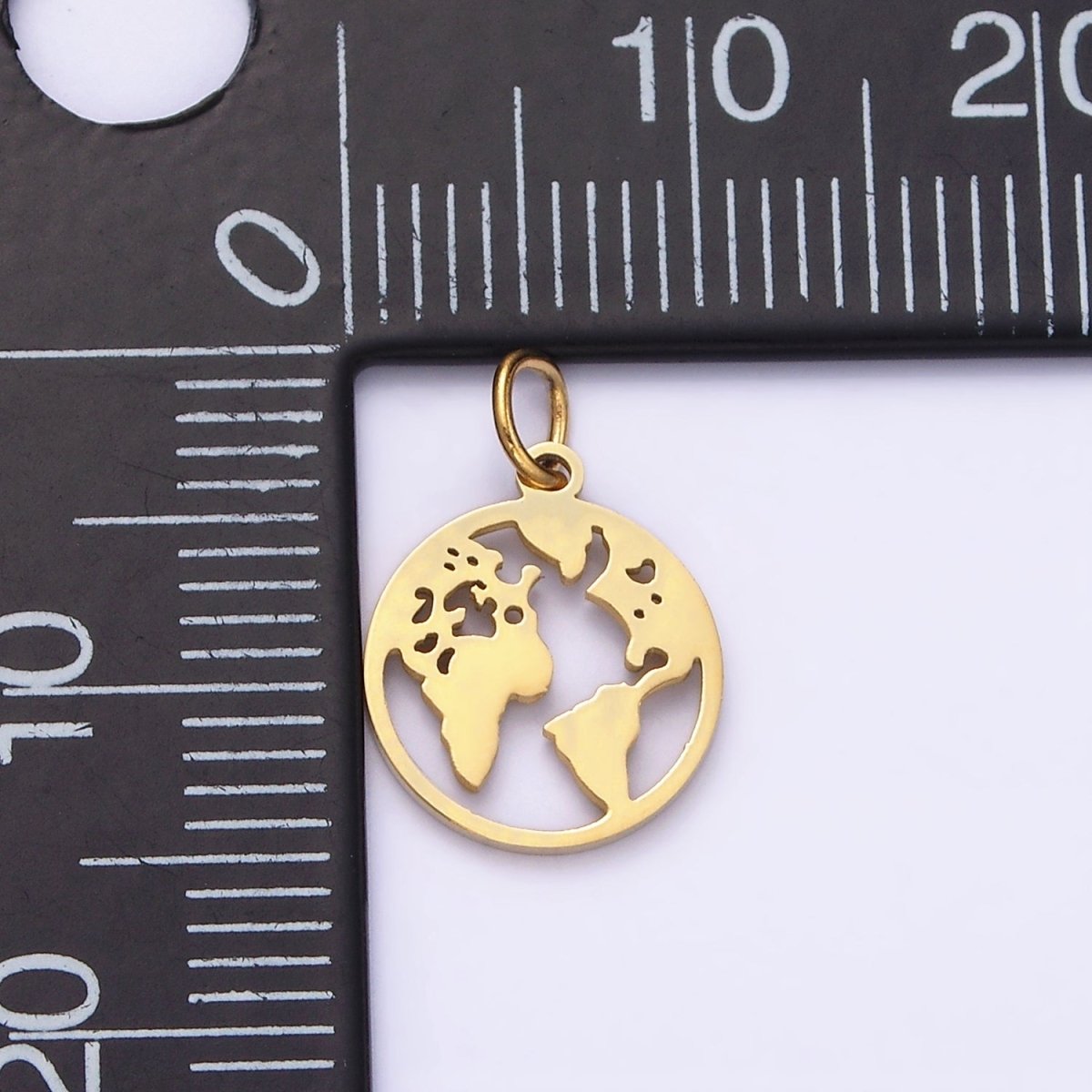 Stainless Steel Globe World Map Minimalist Open Round Charm | P1348 - DLUXCA