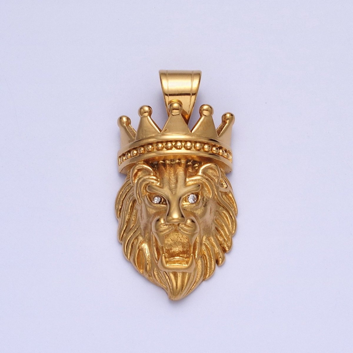 Stainless Steel Gold Crowned Roaring Lion King Pendant in Gold & Silver J-749 J-752 - DLUXCA