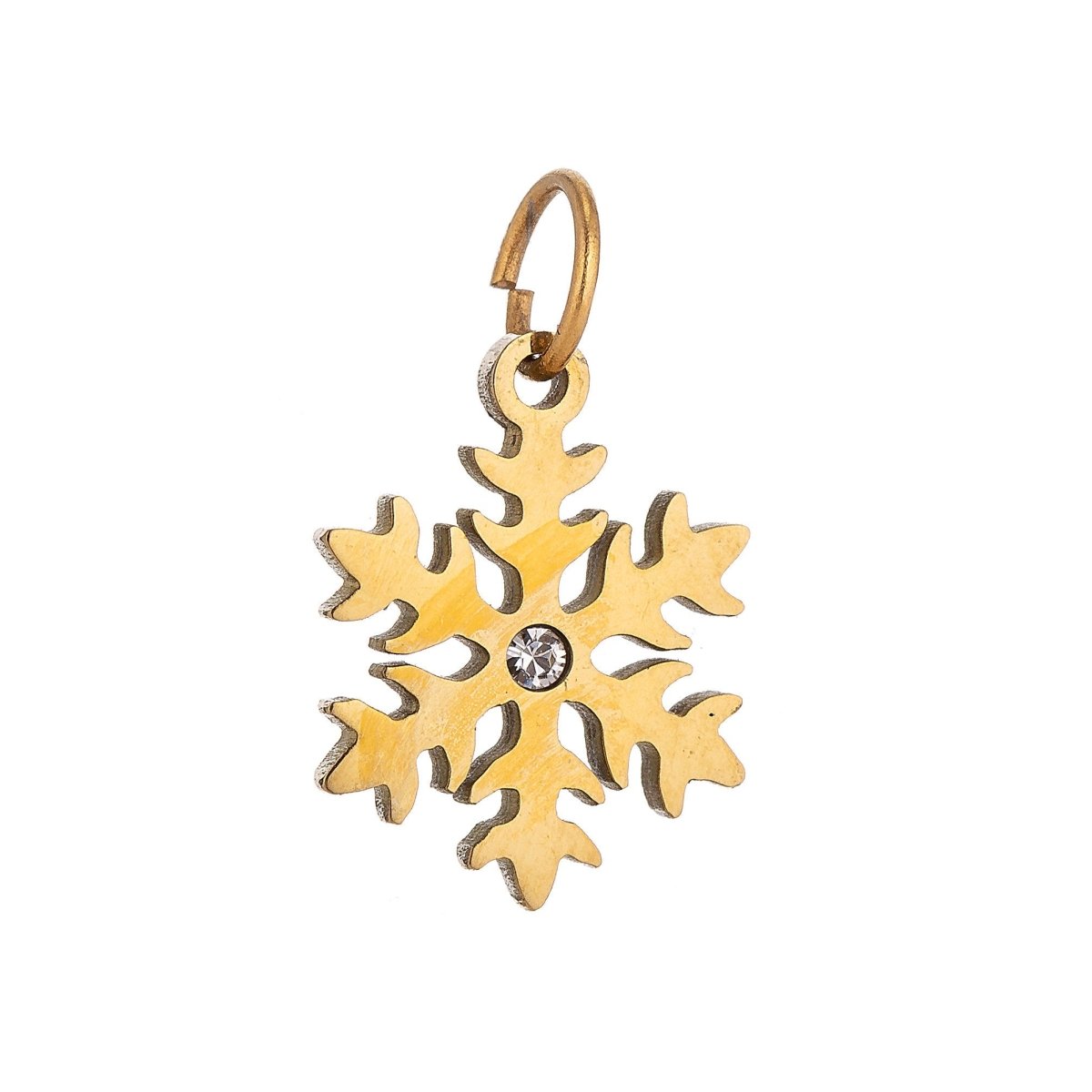 Stainless Steel Gold Elegant Snowflake Cubic Zirconia Bracelet Charm Necklace Pendant Findings for Jewelry Making E-637 - DLUXCA