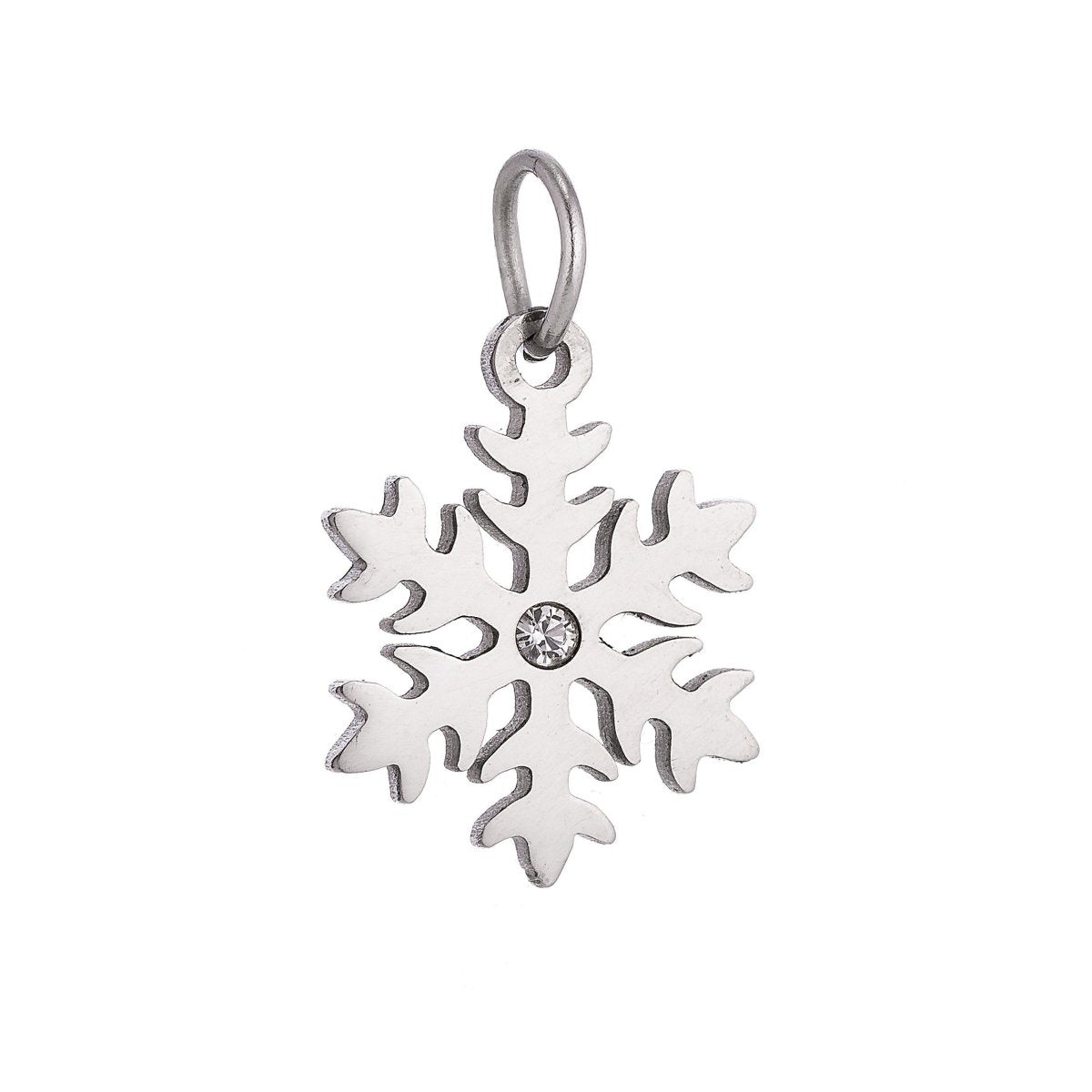 Stainless Steel Gold Elegant Snowflake Cubic Zirconia Bracelet Charm Necklace Pendant Findings for Jewelry Making E-637 - DLUXCA